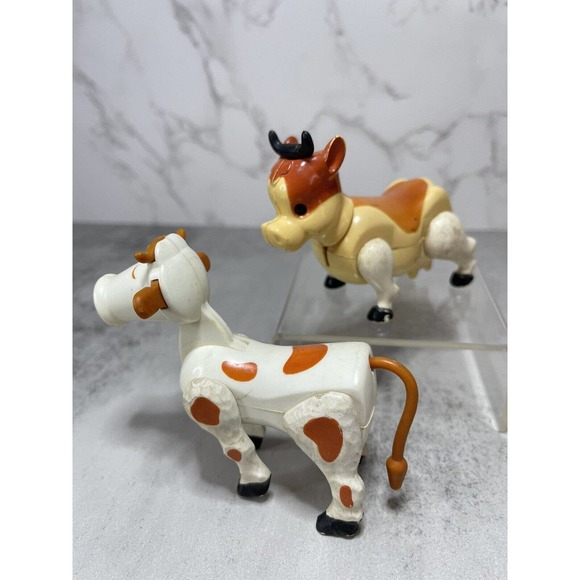 Vintage Fisher Price Little People Lot of 2 Farm Posable Cows Replacements - Picture 2 of 10